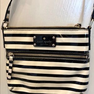 Kate Spade black and white striped crossbody bag
